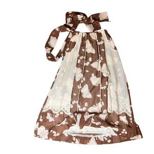 Vintage 70s Chessa Davis Size Small Medium Butterfly Sash Skirt Brown Cottage